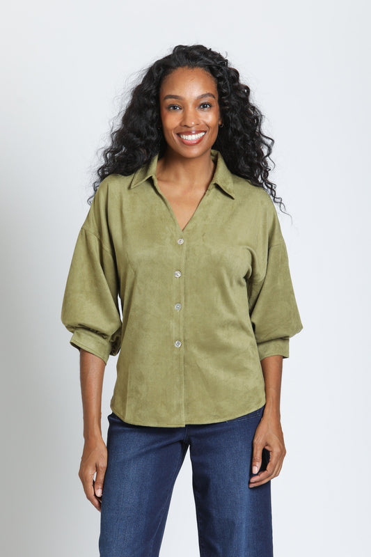 Faux Suede Blouse