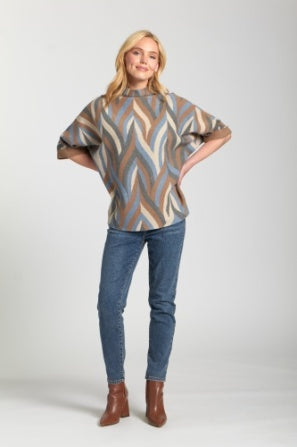Retro knit contrast cuff sweater