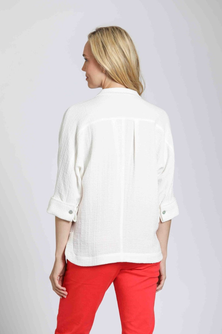 Crinkled Pullover W/High-Low Hem