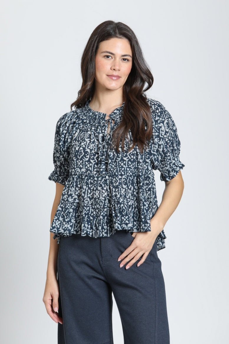 Flounce print blouse