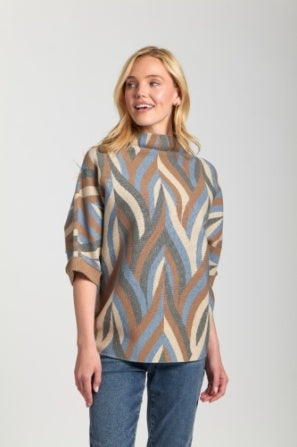 Retro knit contrast cuff sweater