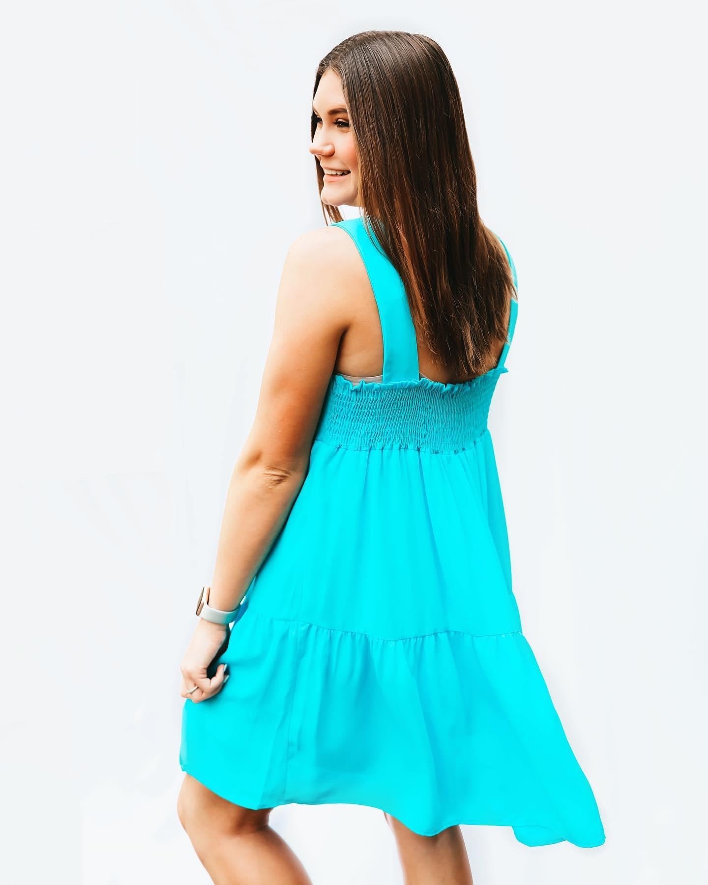 Solid Smocked Back Tiered Dress