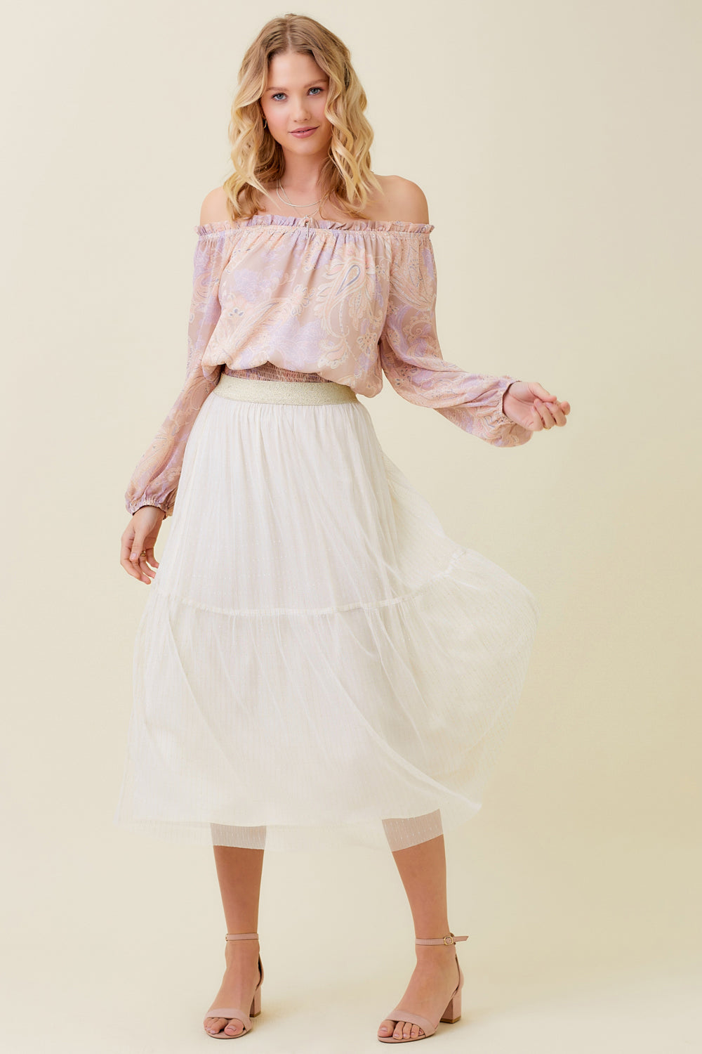 Lurex Mesh Tier Skirt