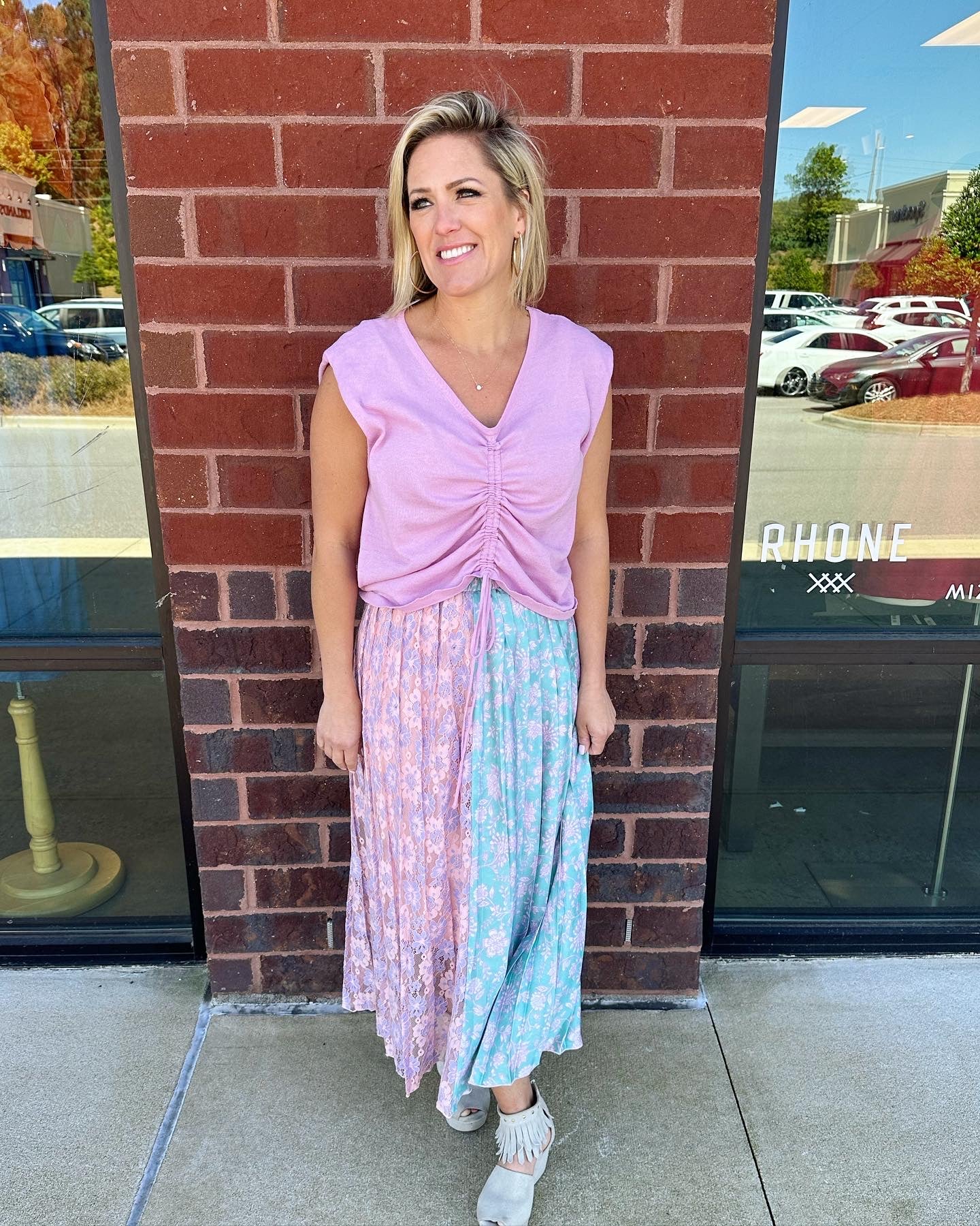 Pleat Midi Skirt