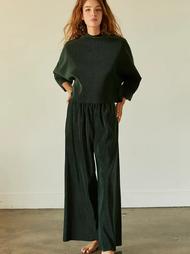 Alice Mock Neck Pleated Velvet Top