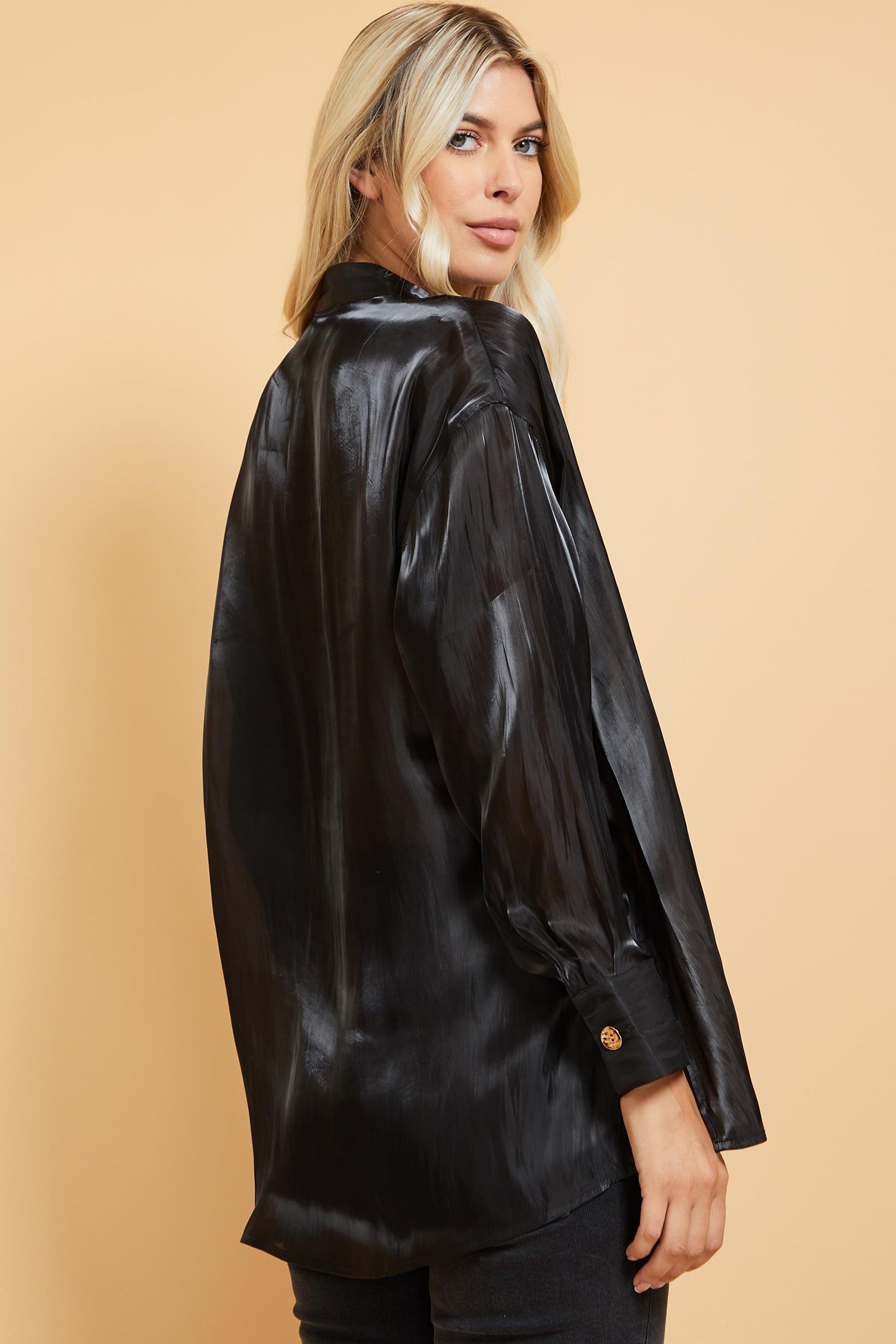 Split Neck Shimmer Blouse