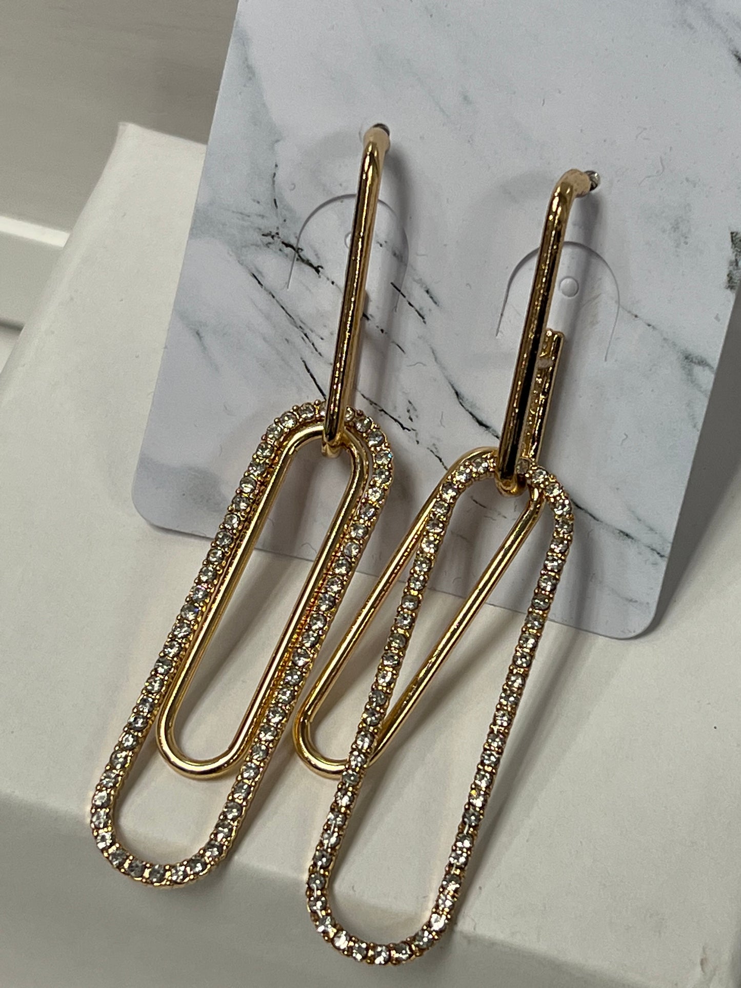 Paperclip Rhinestone Earrings