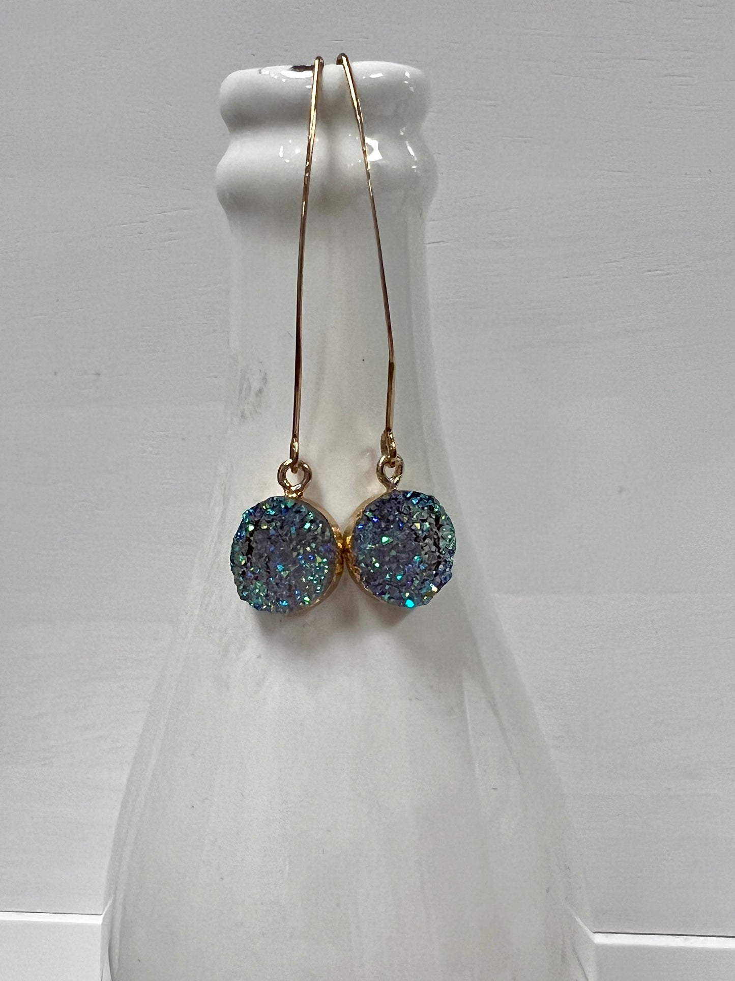 Iridescent Druzy Drop Earrings