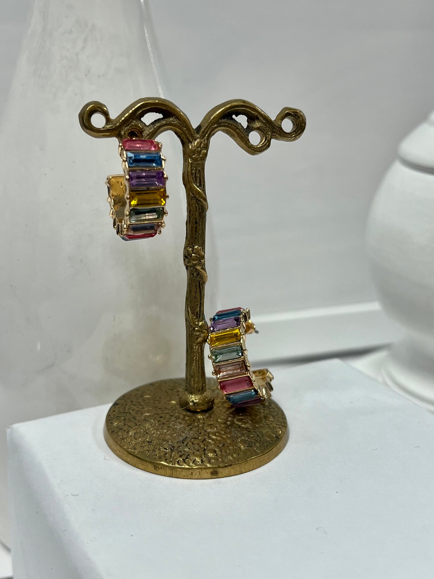 Multi Gem Mini Hoop Earring
