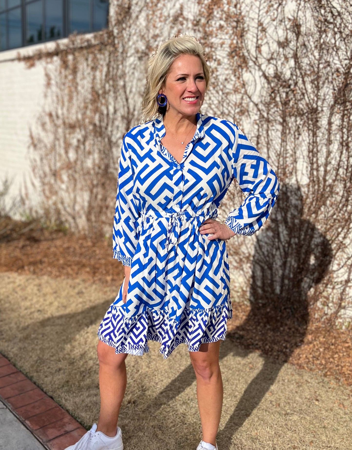 Geo Tie Waist Midi