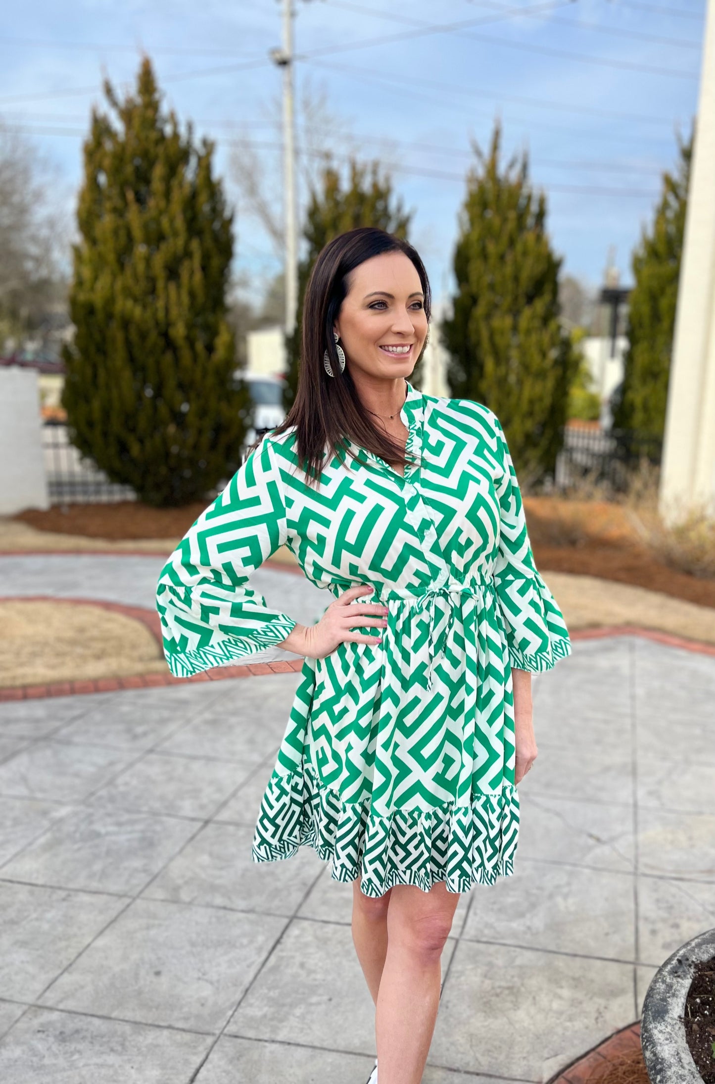 Geo Tie Waist Midi