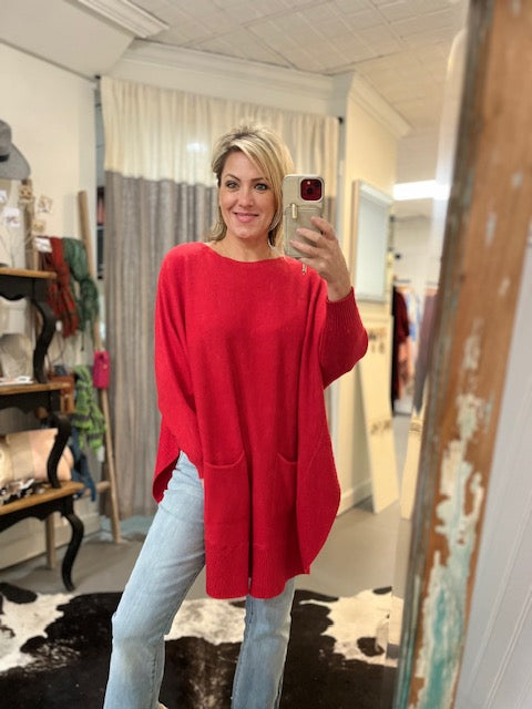 Pocket Sweater w/ Back Button