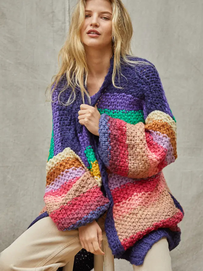 Striped rainbow cardigan best sale