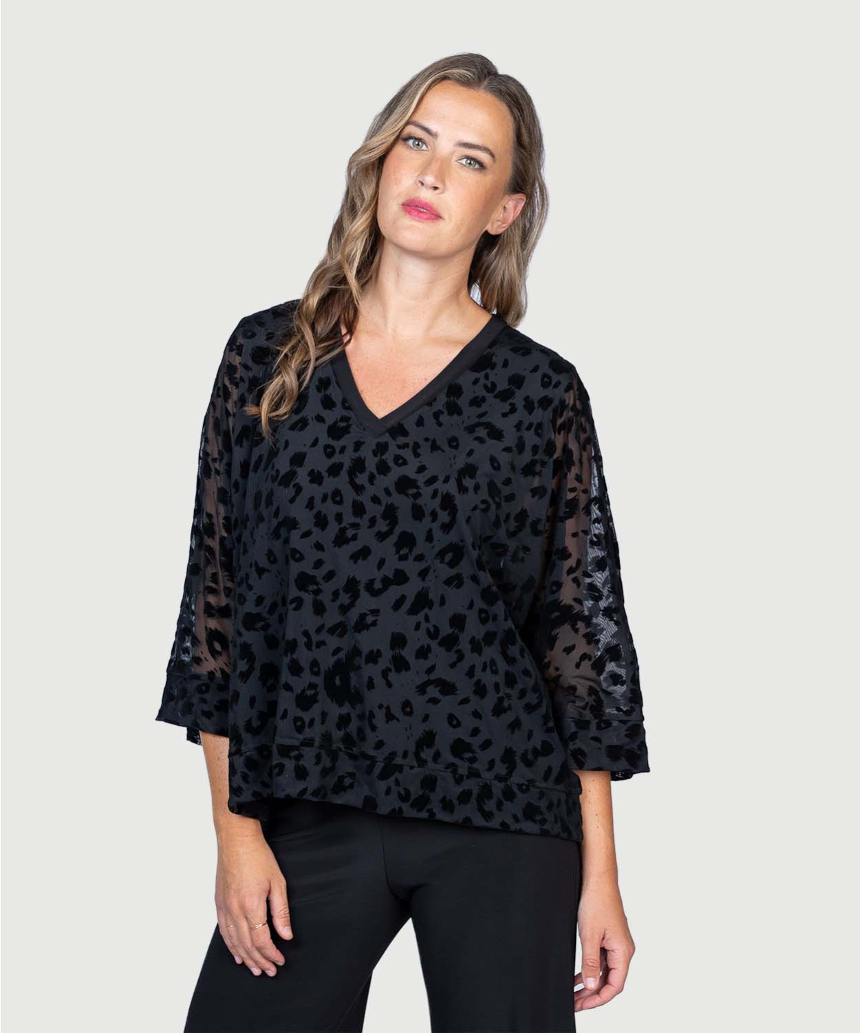 Animal Burnout V-Neck Top