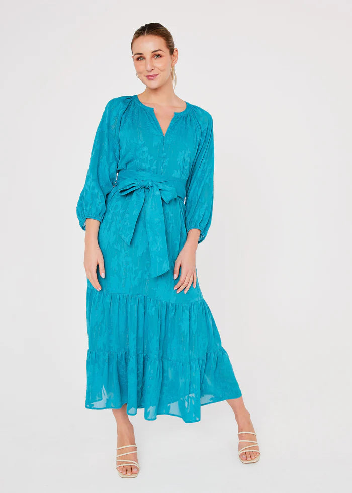 Elise Dress Teal Burnout