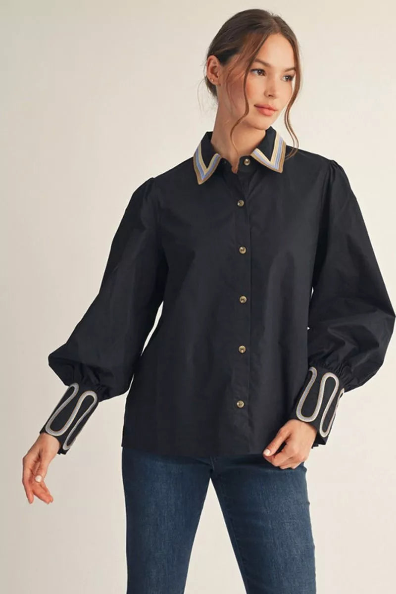 Embroidery Accent Button Down