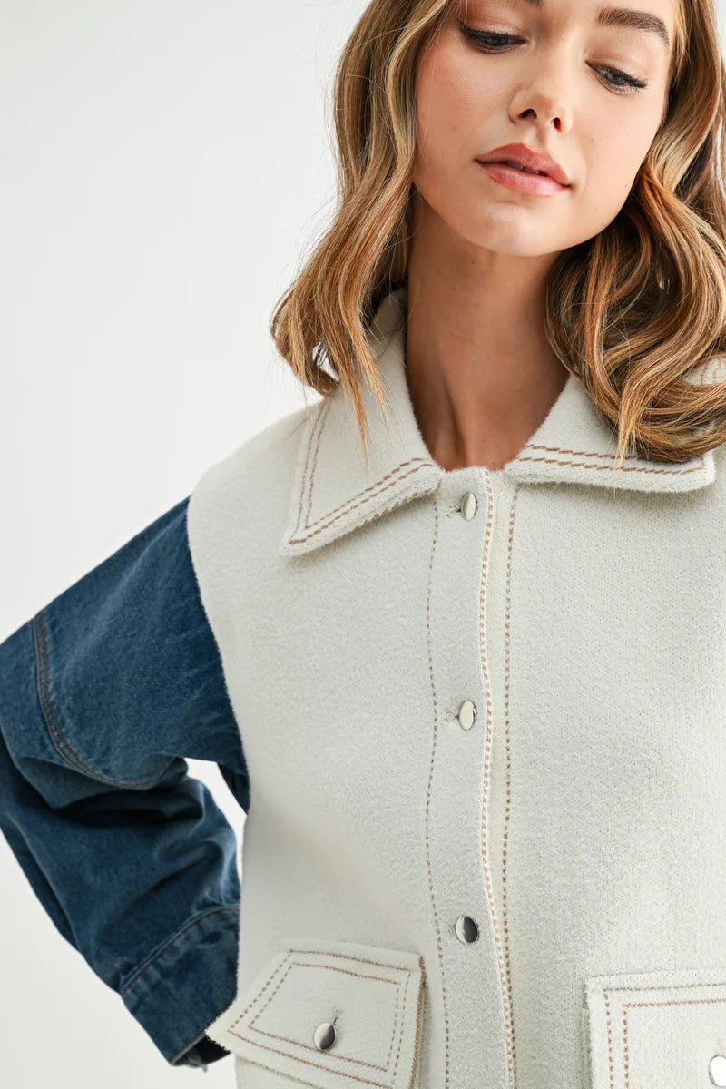Sweater Jacket w/ Denim
