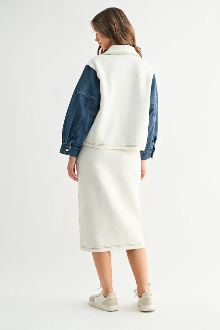 Sweater Jacket w/ Denim