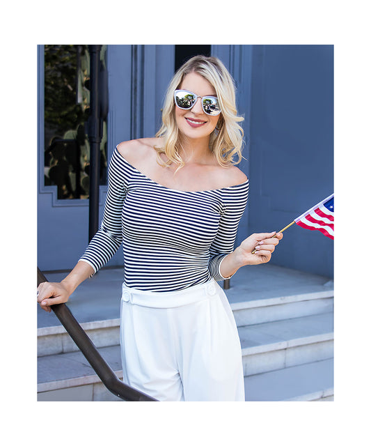 Stripe Off Shoulder