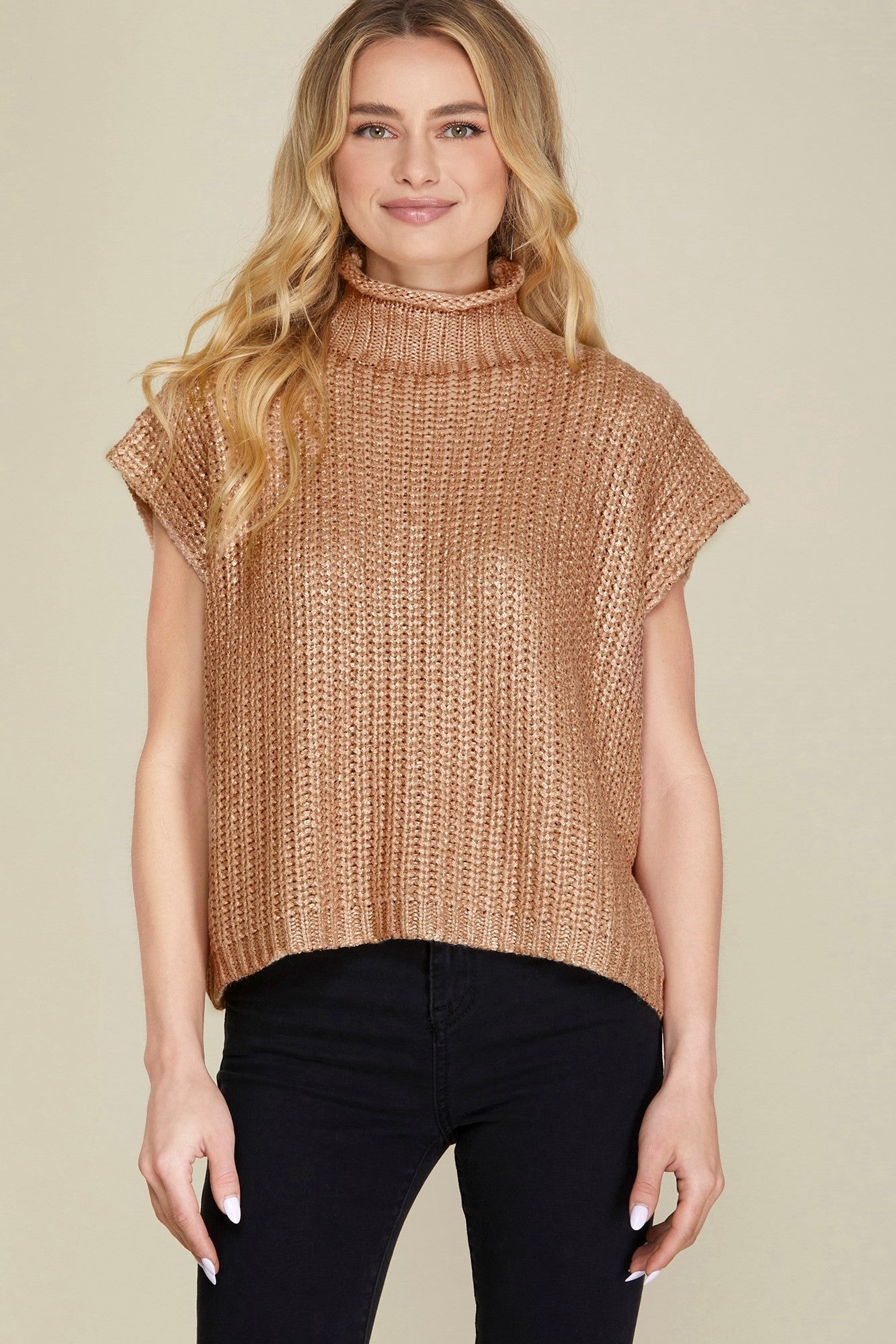 Metallic Foil Sweater Top