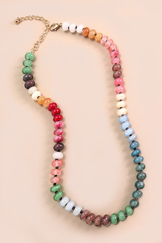 Agate Glass Bead Necklace