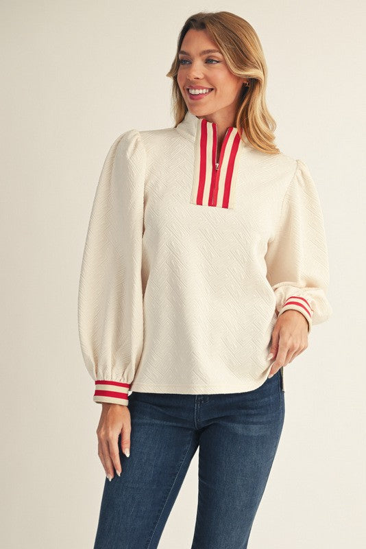 Mock Neck Zip Top