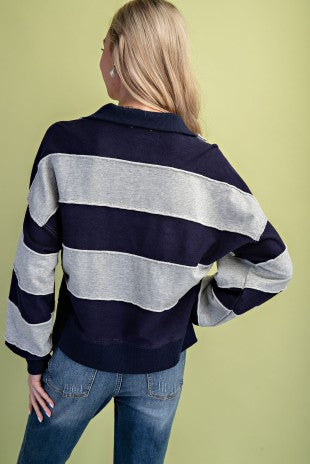 Navy grommet sweatshirt