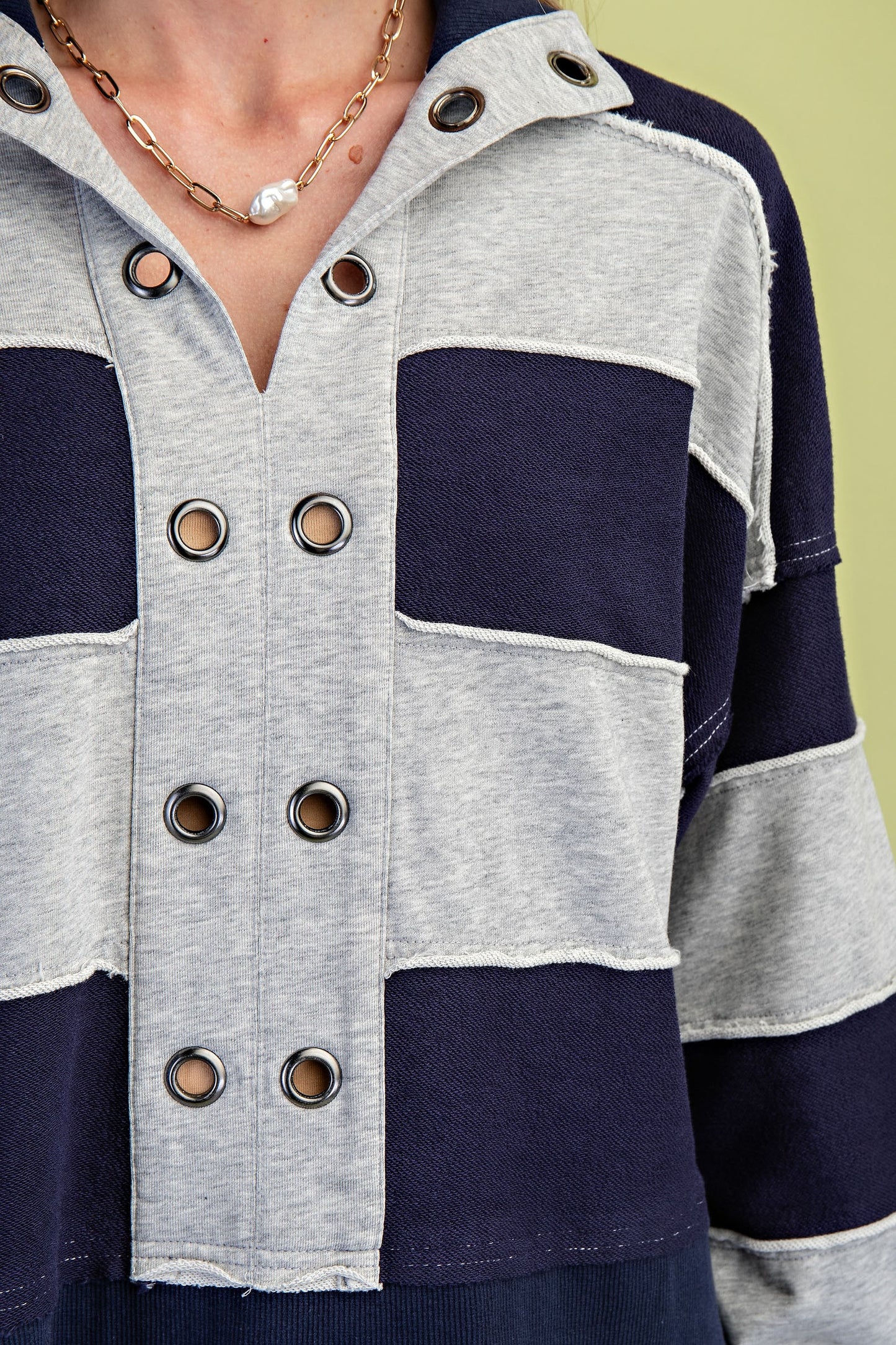 Navy grommet sweatshirt