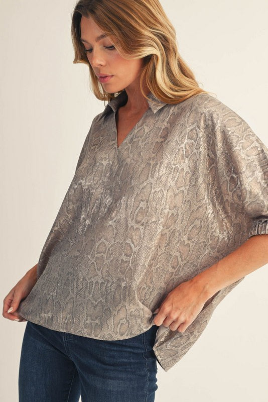 Metallic Snakeskin Top