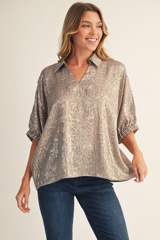 Metallic Snakeskin Top