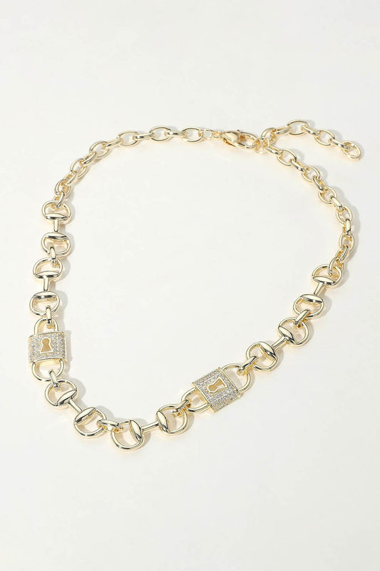 CZ Lock Chain Necklace