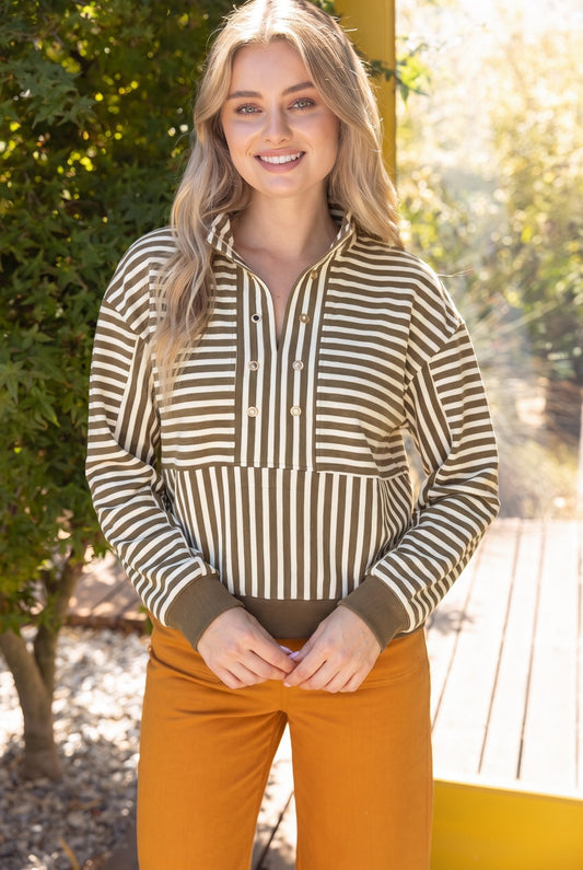 Grommet Stripe Top