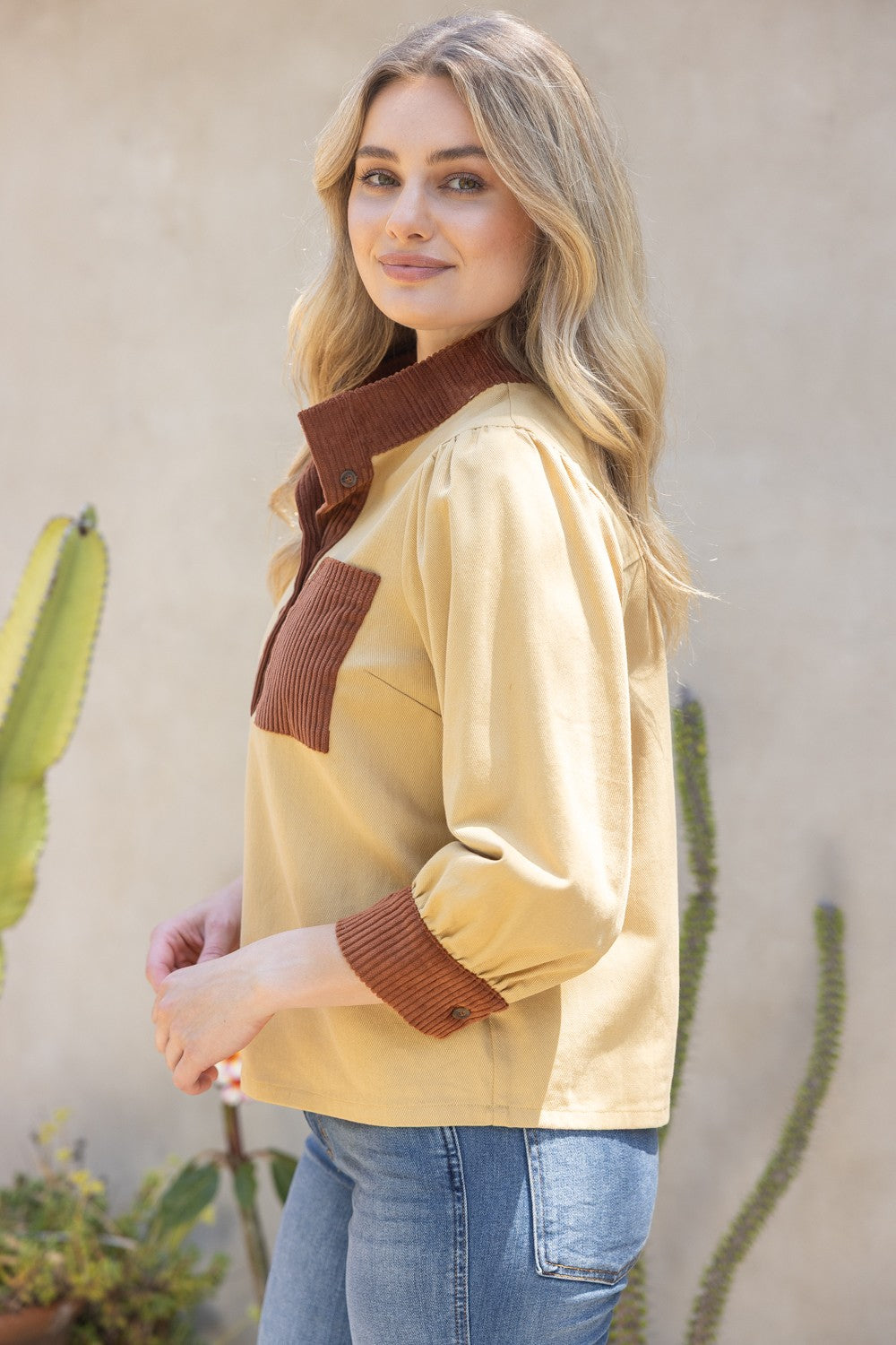 Corduroy Contrast Top