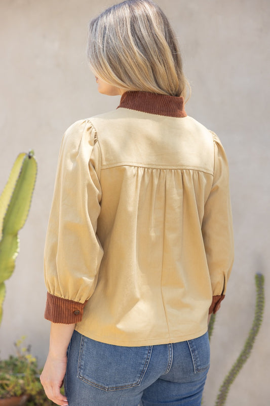Corduroy Contrast Top