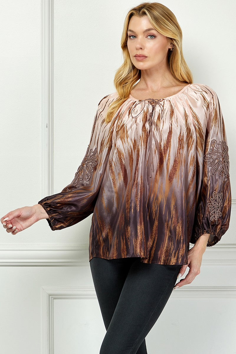 Metallic Peasant Blouse