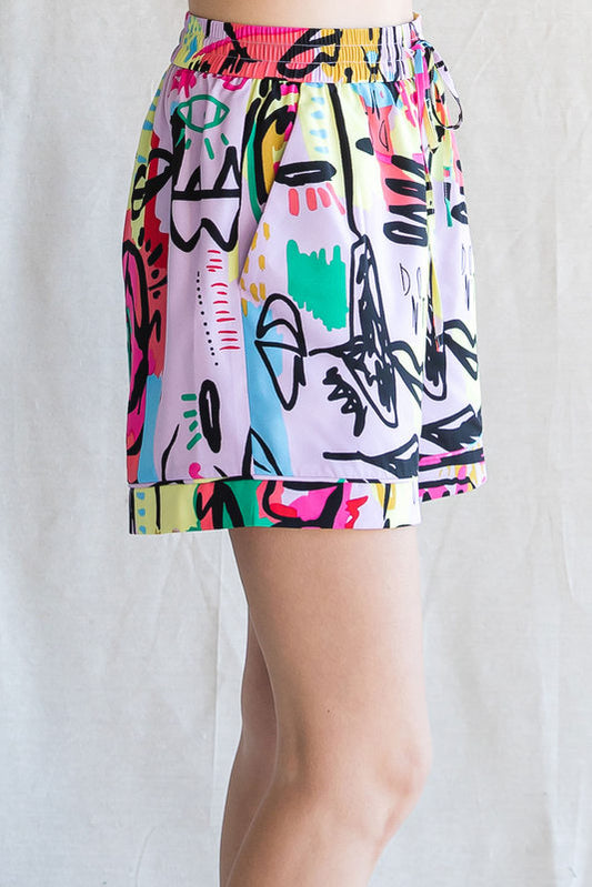 Print Elastic Shorts