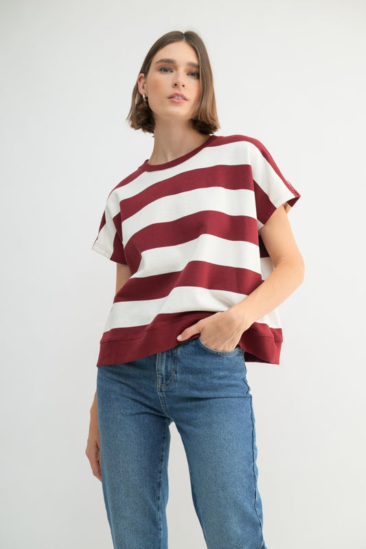 Stripe Dolman Slv Top