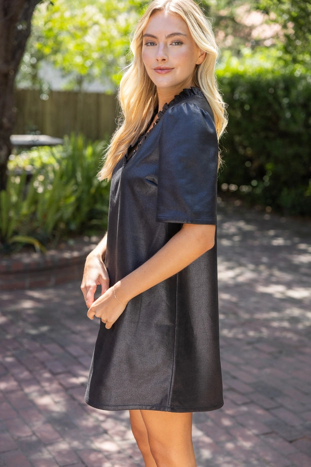 Ruffle V Shift Dress