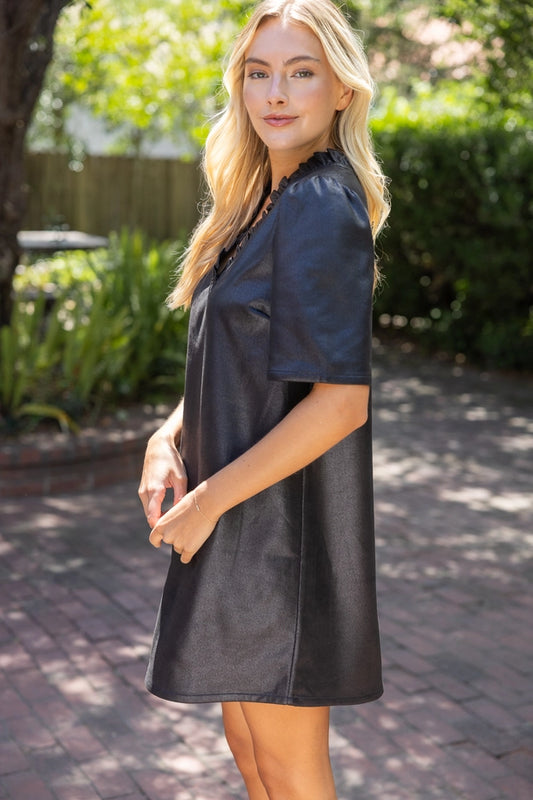 Ruffle V Shift Dress