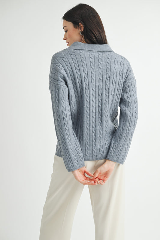 Cable Polo Sweater