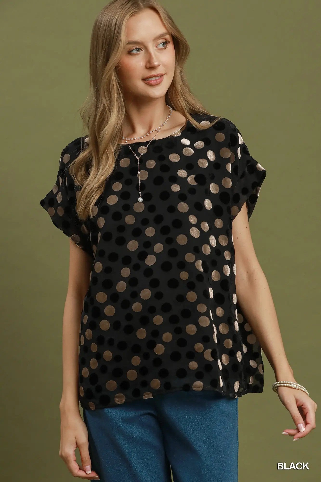 Velvet Polka Dot Top