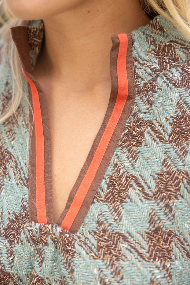 Denim Slv Houndstooth