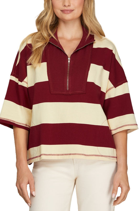 3/4 Slv Stripe Top