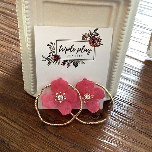 Two for one pink flower earrings