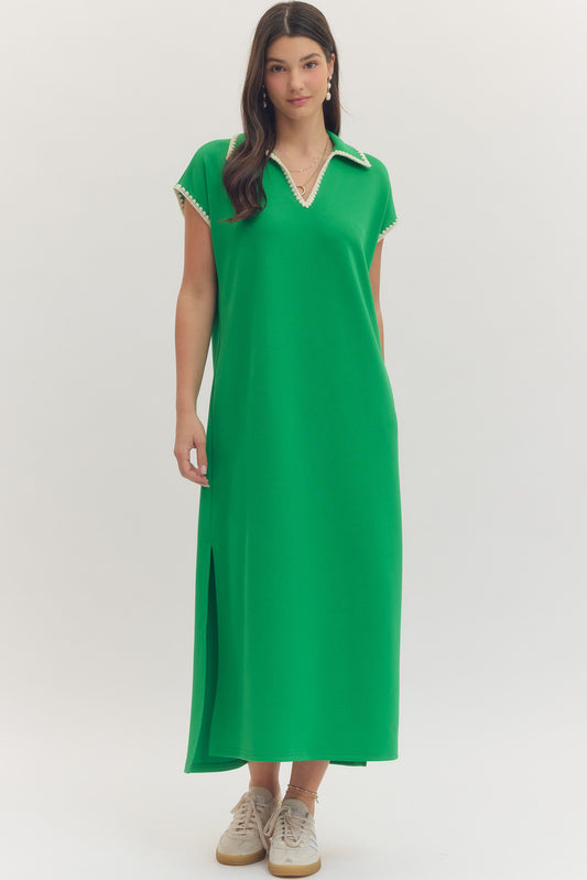 Trimmed Collar Maxi