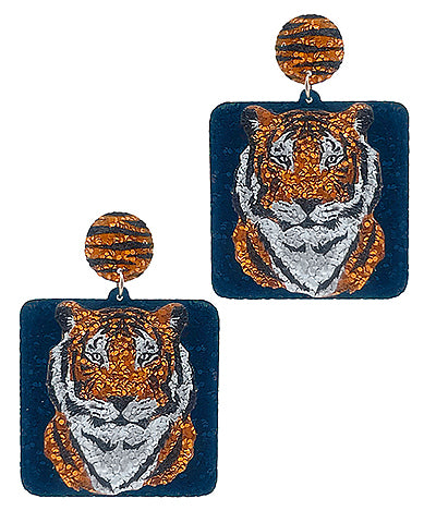 Square Tiger Earring