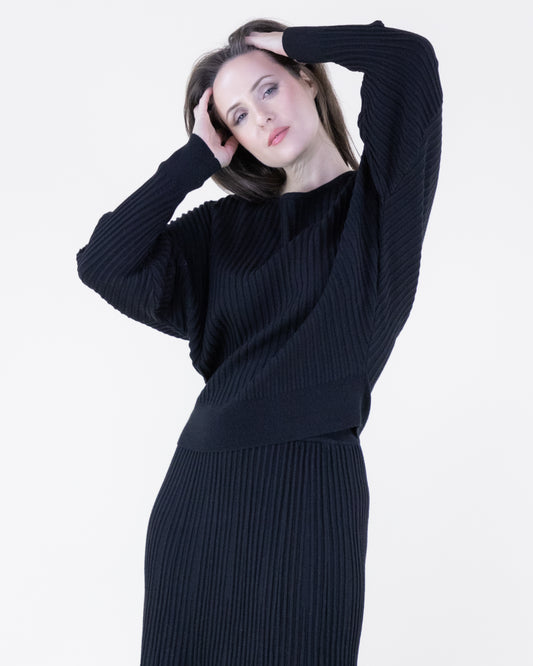 Boat Neck Ribbed Swtr