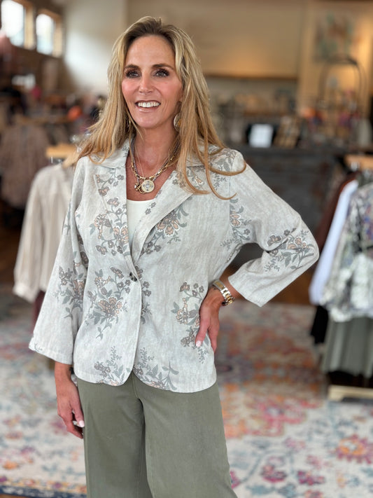 Floral Linen Blazer