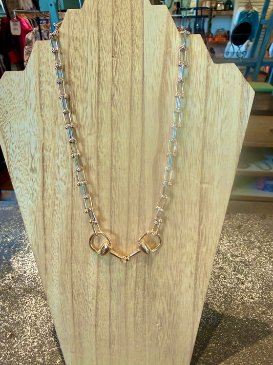 Horse Bit gold and silver necklace