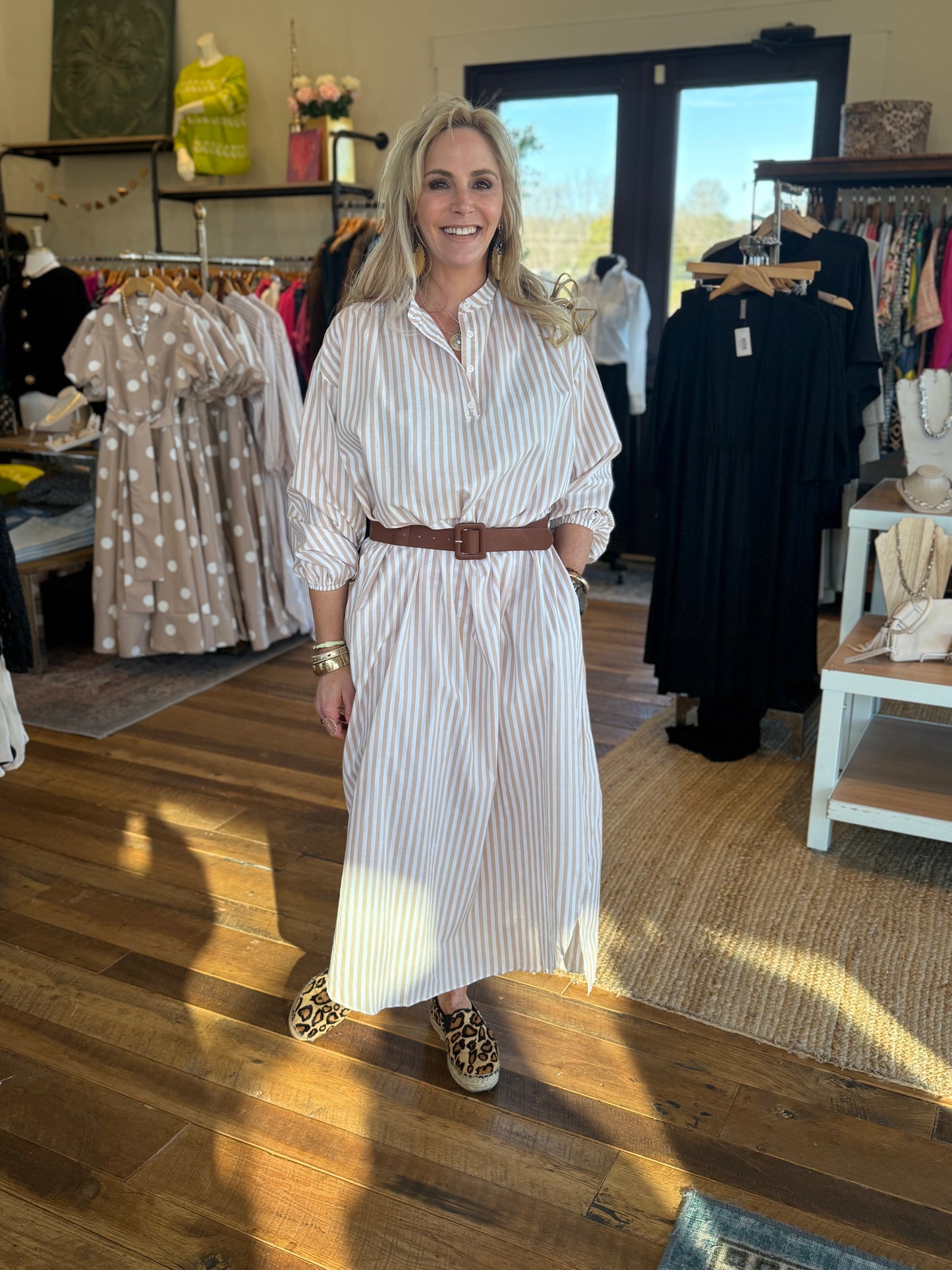 Woven l/s Stripe Maxi